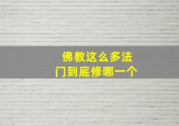 佛教这么多法门到底修哪一个