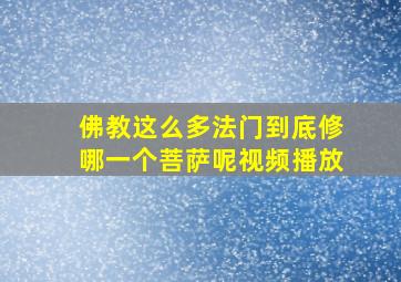 佛教这么多法门到底修哪一个菩萨呢视频播放