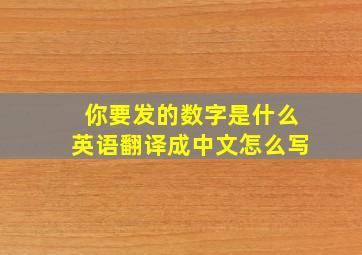 你要发的数字是什么英语翻译成中文怎么写