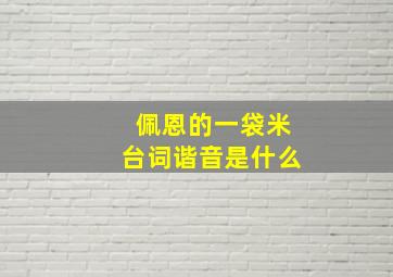 佩恩的一袋米台词谐音是什么