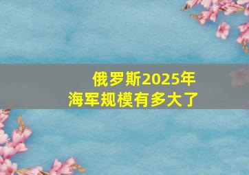 俄罗斯2025年海军规模有多大了