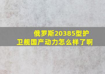 俄罗斯20385型护卫舰国产动力怎么样了啊