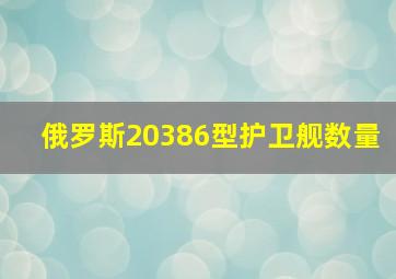 俄罗斯20386型护卫舰数量