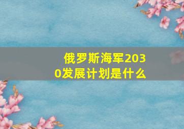 俄罗斯海军2030发展计划是什么