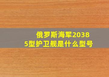 俄罗斯海军20385型护卫舰是什么型号