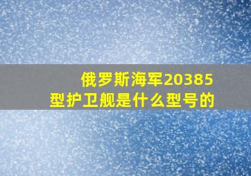 俄罗斯海军20385型护卫舰是什么型号的