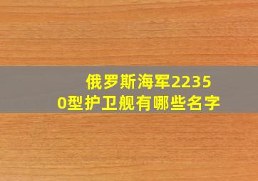 俄罗斯海军22350型护卫舰有哪些名字