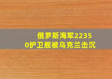 俄罗斯海军22350护卫舰被乌克兰击沉