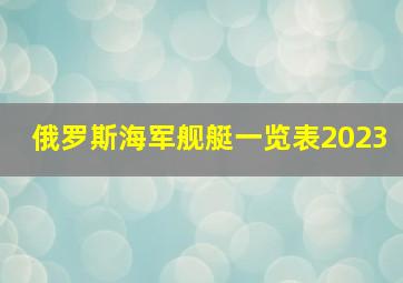 俄罗斯海军舰艇一览表2023