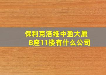 保利克洛维中盈大厦B座11楼有什么公司