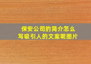 保安公司的简介怎么写吸引人的文案呢图片