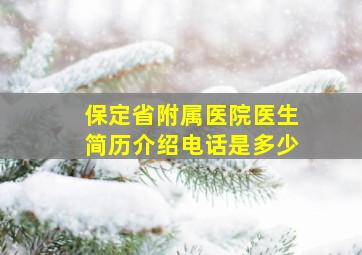 保定省附属医院医生简历介绍电话是多少