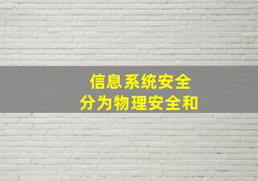 信息系统安全分为物理安全和