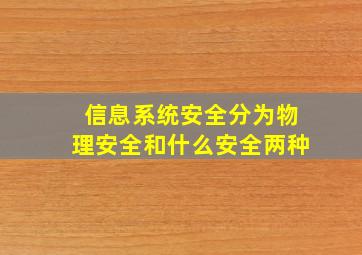 信息系统安全分为物理安全和什么安全两种