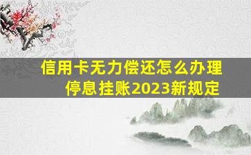 信用卡无力偿还怎么办理停息挂账2023新规定