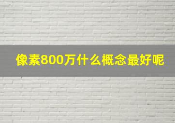 像素800万什么概念最好呢