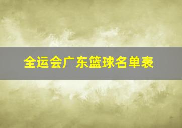 全运会广东篮球名单表