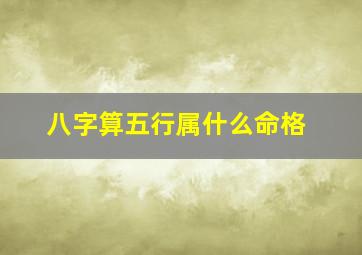 八字算五行属什么命格