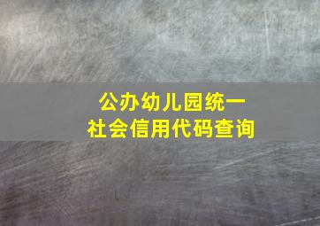 公办幼儿园统一社会信用代码查询