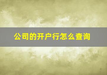 公司的开户行怎么查询