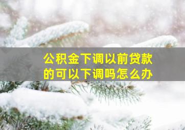 公积金下调以前贷款的可以下调吗怎么办