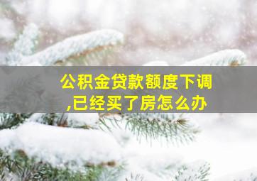 公积金贷款额度下调,已经买了房怎么办