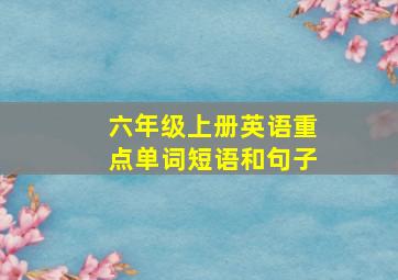 六年级上册英语重点单词短语和句子