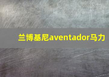 兰博基尼aventador马力