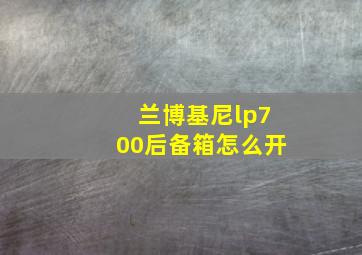 兰博基尼lp700后备箱怎么开