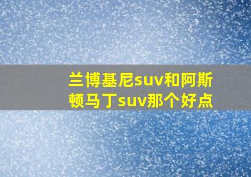 兰博基尼suv和阿斯顿马丁suv那个好点