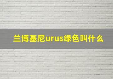 兰博基尼urus绿色叫什么