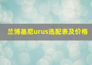 兰博基尼urus选配表及价格