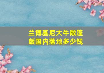 兰博基尼大牛敞篷版国内落地多少钱