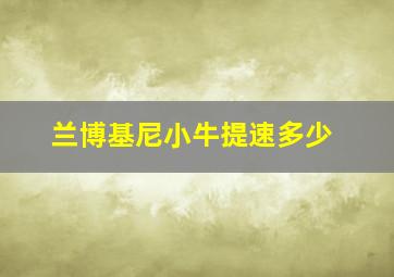 兰博基尼小牛提速多少