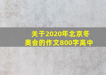 关于2020年北京冬奥会的作文800字高中