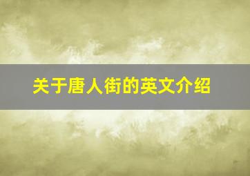 关于唐人街的英文介绍