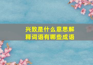 兴致是什么意思解释词语有哪些成语