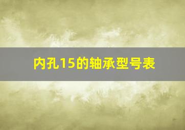 内孔15的轴承型号表