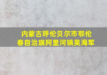 内蒙古呼伦贝尔市鄂伦春自治旗阿里河镇吴海军