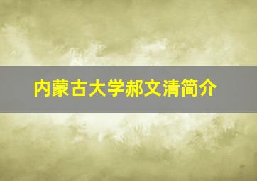 内蒙古大学郝文清简介