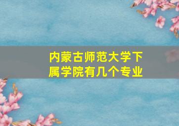 内蒙古师范大学下属学院有几个专业