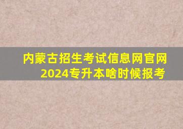 内蒙古招生考试信息网官网2024专升本啥时候报考