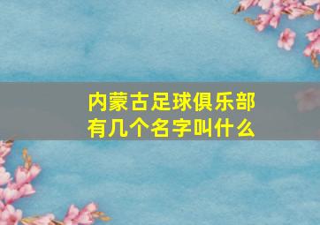 内蒙古足球俱乐部有几个名字叫什么