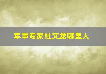 军事专家杜文龙哪里人