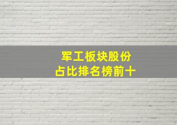 军工板块股份占比排名榜前十