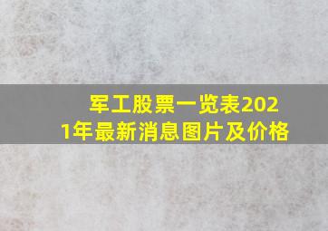 军工股票一览表2021年最新消息图片及价格