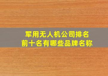 军用无人机公司排名前十名有哪些品牌名称