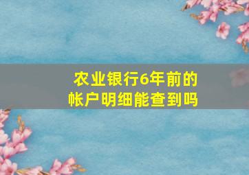 农业银行6年前的帐户明细能查到吗