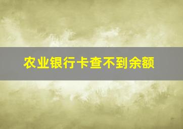 农业银行卡查不到余额