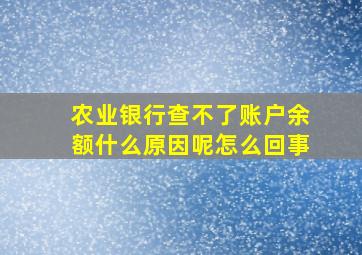 农业银行查不了账户余额什么原因呢怎么回事